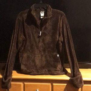 Dark brown fleece 1/4 zip fleece pullover